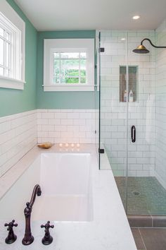 1000+ ideas about Long Narrow Bathroom on Pinterest | Narrow ...                                                                                                                                                      More Long Narrow Bathroom, Awesome Bathrooms, Small Farmhouse Bathroom, Makeover Kamar Mandi, Decor Cabinet, Farmhouse Bathroom Remodel, Farmhouse Bathroom Design, Usa House, Homes Exterior