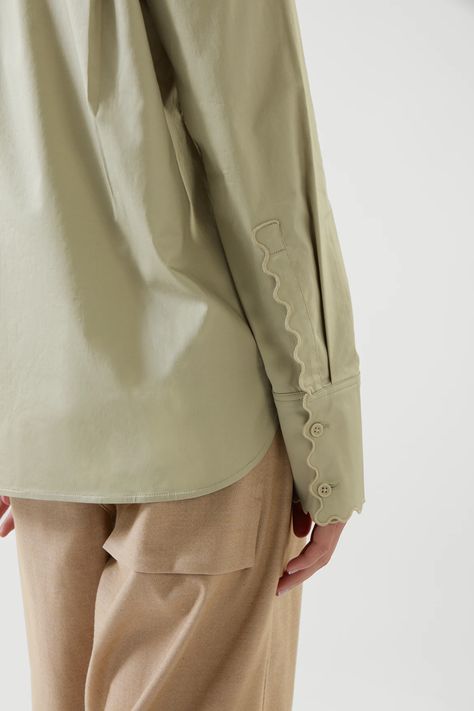 SCALLOPED-EDGED SHIRT - DUSTY LIGHT GREEN - COS