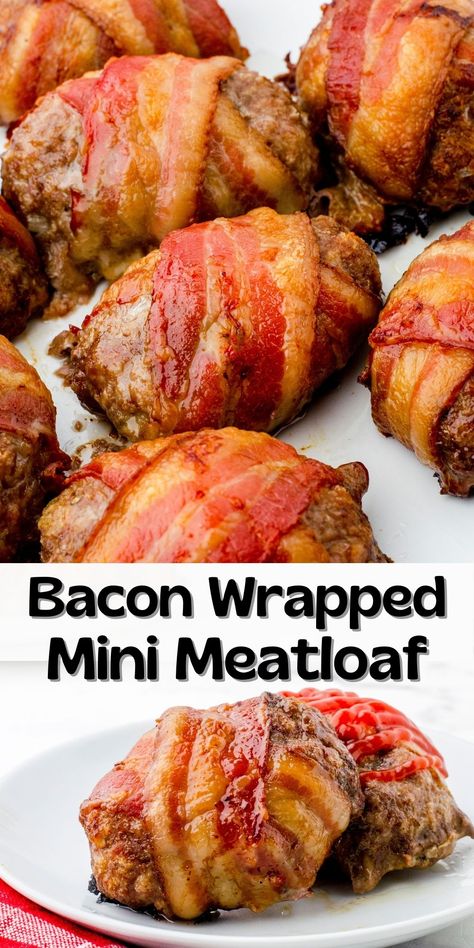 Mini Bacon Wrapped Meatloaf Recipe Bacon Wrapped Mini Meatloaf Recipes, Bacon Wrap Meatloaf, Bacon Wrapped Meatloaf With Cheese, Hamburger Meat And Bacon Recipes, Bacon Wrapped Smoked Meatloaf, Bacon Wrapped Meatloaf Muffins, Bacon Meatloaf Recipes Easy, Mini Bacon Wrapped Meatloaf, Bacon Wrapped Ground Beef Recipes