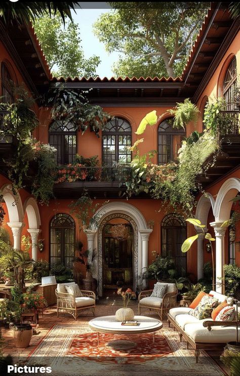 Mediterranean Patio, Hacienda Style Homes, Store Hacks, Dollar Store Hacks, Spanish Style Home, Casas Coloniales, Spanish Style Homes, Hacienda Style, Spanish House