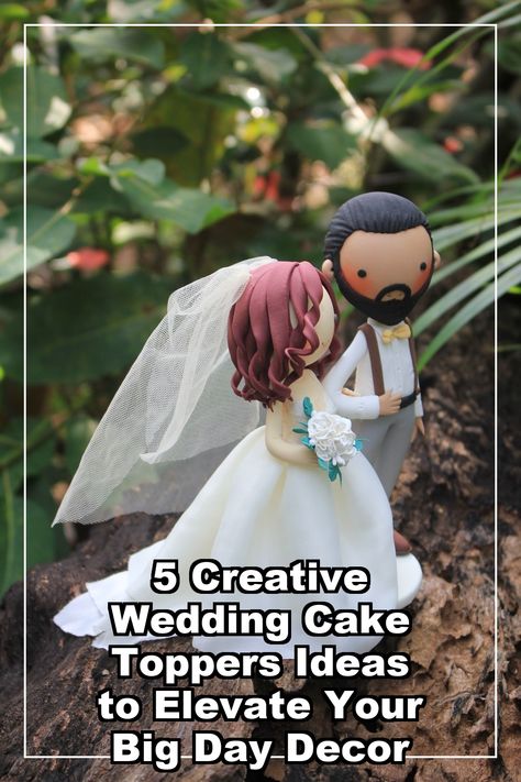 Discover five creative wedding cake toppers ideas that will elevate your big day decor! From personalized designs to whimsical themes, these unique toppers will add a stunning finishing touch to your wedding cake. Whether you're going for classic elegance or modern flair, our curated selection will inspire you to find the perfect piece that reflects your love story. Transform your cake into a memorable centerpiece with these imaginative wedding cake toppers! Custom Wedding Toppers, Funny Wedding Cake Toppers, Vintage Wedding Cake Topper, Creative Wedding Cakes, Cake Topper Wedding, Topper Wedding, Wedding Topper, Creative Wedding, Wedding Cake Toppers