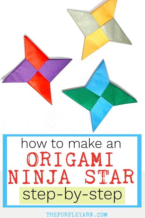 Here is the step-by-step tutorial to make origami ninja star using two colors. You can find instructions to fold this 4-pointed ninja star in the form of photo and video tutorials. Paper Folding Christmas Decorations, Diy Paper Ninja Star, Ninja Origami Stars, Easy Origami Stars Step By Step, Oragami Ninja Star Easy, Paper Ninja Stars Step By Step, Easy Origami For Kids Step By Step, Origami For Kids Step By Step, Sticky Note Origami Step By Step