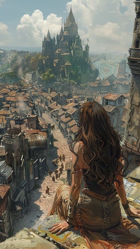 Medieval Story Inspiration, Fantasy City Medieval, Fantasy City Design, High Fantasy Castle, Medieval Aesthetic Art, Fantasy Places Aesthetic, Fantasy Cities Art, Medieval City Aesthetic, Medieval Fantasy City Art