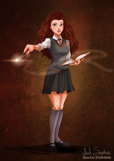 Belle as Hermione Granger | 11 Disney Princesses Re-Imagined As Pop Culture Heroines Hermione Granger, Disney Princesses, Hermione, A Book, A Girl, Halloween, Disney, Red, Hair