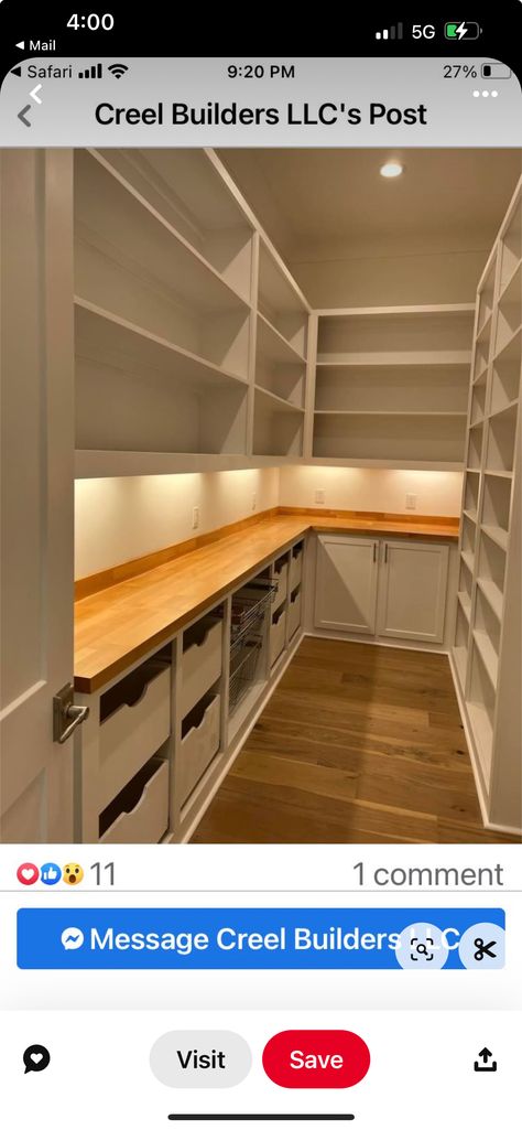 4x5 Pantry, Pantry Closet Design, Mudroom Remodel, Pantry Layout, Kitchen Butlers Pantry, House Pantry, Pantry Inspiration, Cabinets And Shelves, Custom Pantry