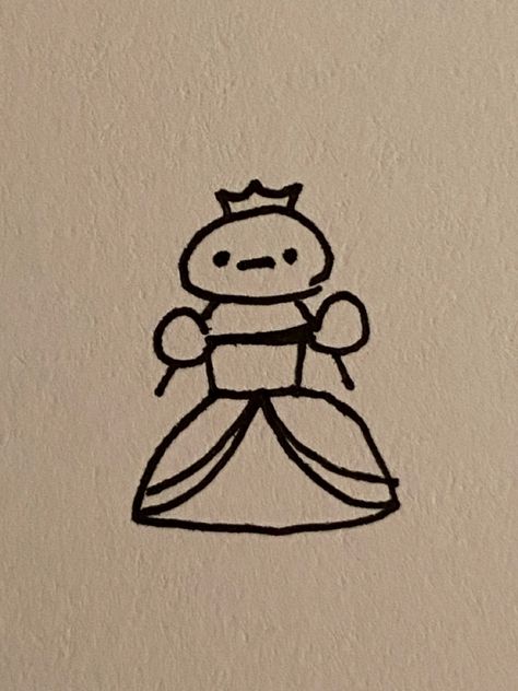 Princess Doodles Easy, Mini Drawings People, Little Character Doodles, Easy Drawings To Do When Bored, Cute Mini Sketches, Mr Bored Drawing, Mini People Drawing, Princess Aesthetic Drawing, Mr Bored Doodle