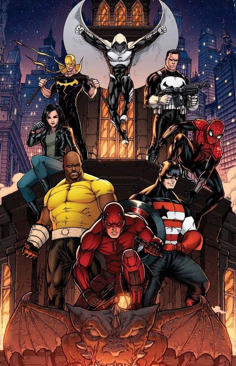 Marvel Defenders, Daredevil Art, Defenders Marvel, Marvel Knights, Marvel Superheroes Art, Marvel Characters Art, Marvel Superhero Posters, Marvel Artwork, Arte Dc Comics