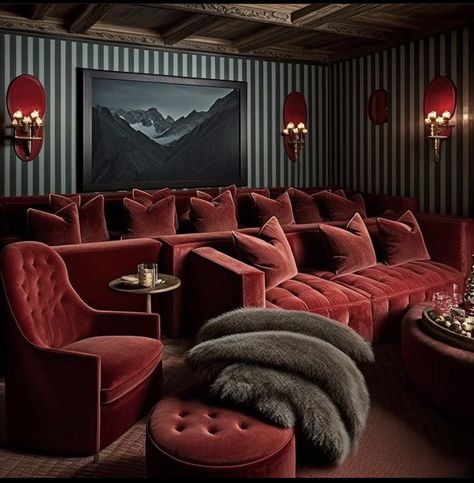 Reverse Orientalism, Basement Theater, Theater Rooms, Home Cinema Room, Home Theater Rooms, Home Theater Design, Entertainment Room, Home Cinemas, Dream House Decor