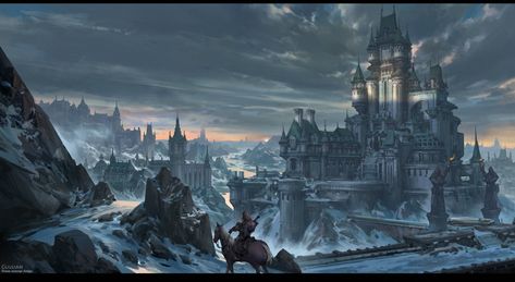 ArtStation - The snow in winter in the castle, G liulian Beaux Arts Architecture, Concept Art Landscape, Snow Castle, Rpg Horror, Rpg Dice, Castle Art, 다크 판타지, Art Disney, Fantasy City