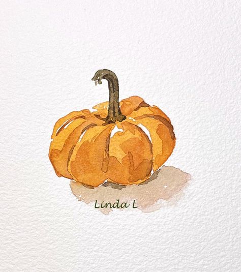 watercolor pumpkin Watercolor Pumpkins Autumn, Beginners Watercolor, Painting Pumpkin, Watercolor Calendar, Fall Drawings, Pumpkin Drawing, October Art, Watercolor Pumpkin, Watercolor Birthday Cards