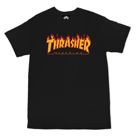 Flame Logo T-Shirt | Black | Men T-Shirt - ManGo Surfing Thrasher Tshirt, Thrasher Flame, T Shirt Weaving, Thrasher Shirt, Flame Logo, Skater Outfits, Skate Shirts, Thrasher Magazine, Logo A