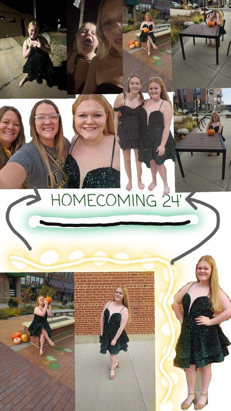 #freshman #highschool #homecoming #dress #green #gold Freshman Highschool, Highschool Homecoming, Hoco Pictures, Fall Dress, Homecoming Dress, Green Gold, Homecoming, High School, Green