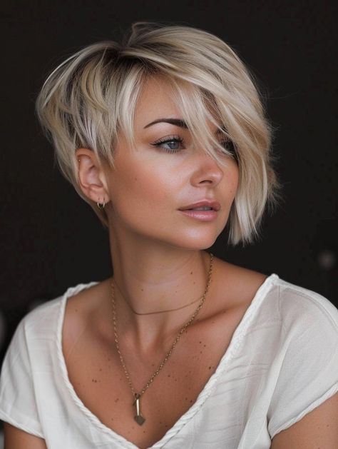 2024 Short Hairstyles: Cute Cuts, Easy Styles, Elegant Looks for All Medium And Short Haircuts, Edgy Short Hairstyles For Women, Short Hair Long Side Bangs, Short Hairstyle Pixie, Short Hair In Back Long In Front Women, Short Hairstyle Women Bob Cut, Haircut For Short Neck, Short Hairstyles Thick Hair Women, Hair Cuts 2024trends Short