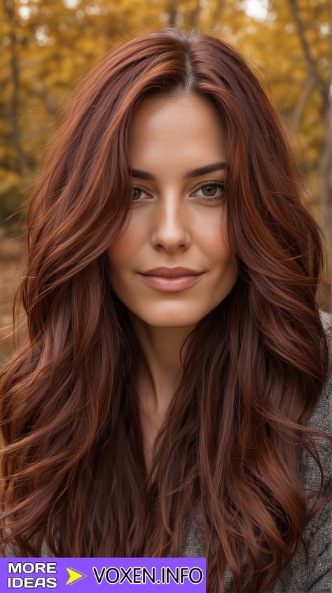 22 Embrace Autumn with Stunning Brown Fall Hair Colors | Top Trends 2024 - voxen.info Red Tones Hair Color, Red Hair For Cool Skin Tones, Brown Red Hair Color, Brown Fall Hair, Medium Red Hair, Caramel Highlights On Brown Hair, Autumn Hair Color, Copper Brown Hair Color, Brown Hair Trends