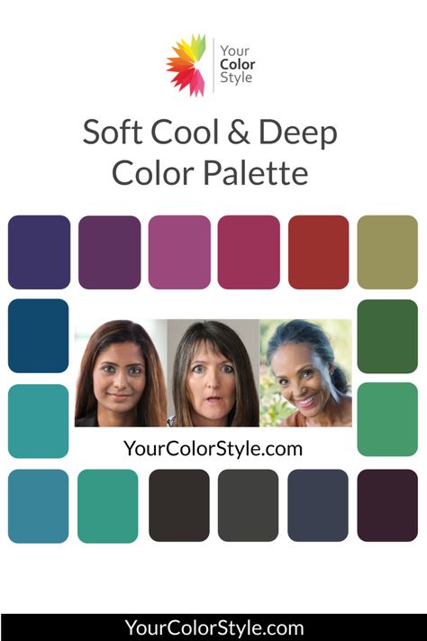 Soft Cool Deep, Soft Summer Deep, Deep Color Palette, Deep Winter Palette, Soft Summer Palette, Soft Summer Color Palette, Your Color Style, Deep Winter Colors, Dark Summer