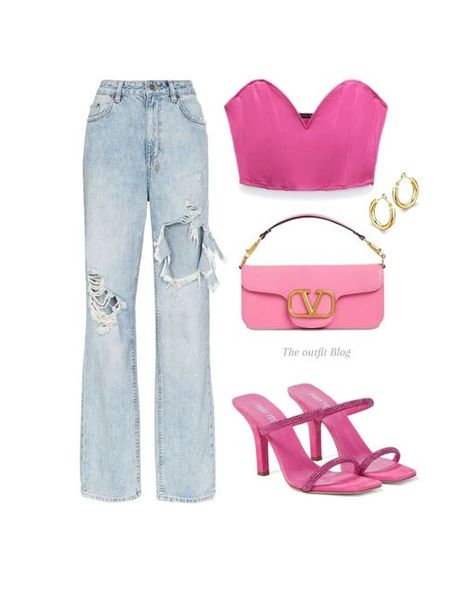 Denim Outfit Party, Outfit Ideas For Concert Night, Pink Night Out Outfit, Ga Outfits, Funky Closet, Pink Brunch, Arizona Trip, Outfits Night Out, Miami Style