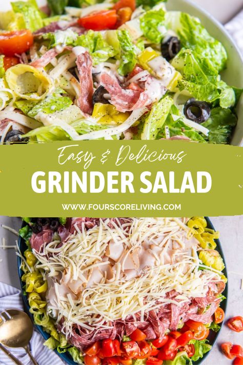 This Grinder Salad recipe is a fresh and delicious way to enjoy all the flavors of a classic grinder sandwich but in salad form! This recipe is perfect for those looking for a lighter, healthier version of a beloved sandwich, without sacrificing any of the flavor. Ww Grinder Salad, Low Calorie Grinder Salad, Lunch List, Grinder Bowl, Italian Grinder Sandwich, Italian Grinder, Grinder Salad, Grinder Sandwich, Italian Keto