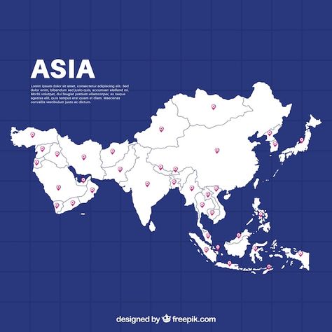 Map of asia in flat style | Premium Vector #Freepik #vector #europe-map #asian-map #asia-map #country-map Asian Maps, Map Of Asia, Korea Map, Asia Continent, Asia Map, Vector Map, Black Panther Marvel, Map Vector, Illustrated Map