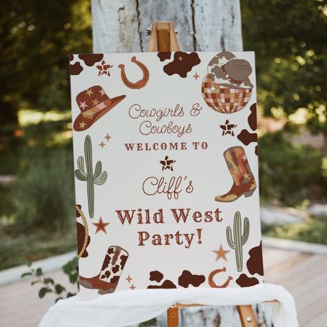 Wild West kids Birthday party welcome Wild West 1st Birthday Party, Rodeo Birthday Parties, Wild West Party, Rodeo Birthday, 1st Birthday Party, Anniversary Party, 1st Bday, Anniversary Parties, Foam Board