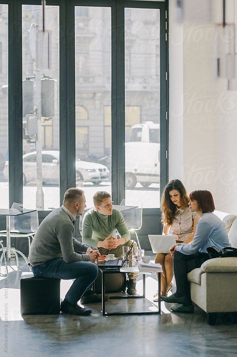 Young people in a business meeting by Alex | Stocksy United Office Lifestyle, Photography Office, Business Portrait Photography, Office People, Corporate Portrait, Business Photoshoot, Personal Branding Photoshoot, Corporate Photography, Business Lifestyle