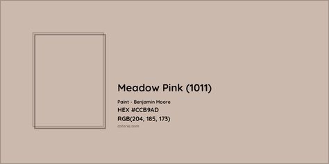 Benjamin Moore Meadow Pink (1011) Paint color codes, similar paints and colors Bm Meadow Pink, Benjamin Moore Meadow Pink, Meadow Pink Benjamin Moore, Benjamin Moore Pink, Munsell Color System, Analogous Color Scheme, Rgb Color Codes, Paint Color Codes, Pink Paint Colors