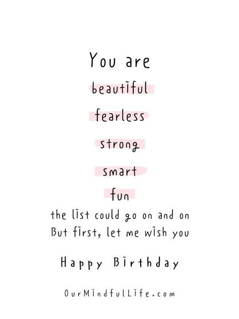 You are beautiful, fearless, strong, smart, fun.- sweet birthday wishes for girlfriend or wife Girlfriend Birthday Wishes Messages, Birthday Quotes For Friends Girlfriends, Sweet Wishes For Best Friend, Birthday For Her Quotes, Sweet Quotes For Sister, Cute Wishes For Birthday, Cute Quotes For Birthday, Sweet Birthday Wishes For Best Friend, Happy Birthday For Her Beautiful