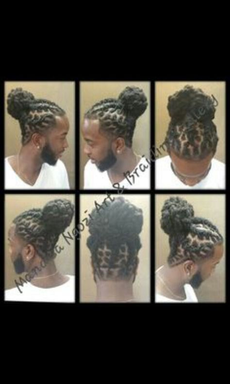 Men's Locs Bun Style Loc Hairstyles For Men, Men Dread Styles, Locks Styles, Men Locs, Mens Dreadlock Styles, Loc Bun, Loc Updo, Dreads Hairstyles, Dread Hairstyles For Men