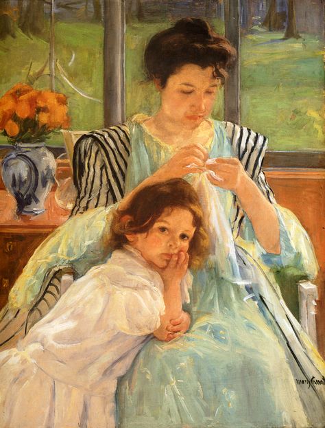 Young Mother Sewing, by Mary Cassatt Art Amour, Istoria Artei, William Adolphe Bouguereau, Mary Cassatt, Francisco Goya, Diego Rivera, Edgar Degas, Stavanger, Pierre Auguste Renoir