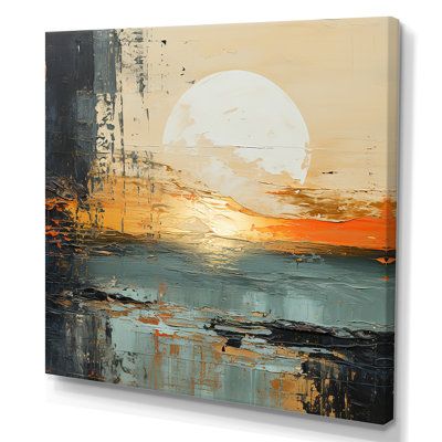 This beautiful "Modern Coastal Mystic Sunrise I" wall art is printed on premium quality cotton canvas using the finest fade-resistant ink. the canvas wall art is stretched tautly over a sturdy wooden frame, giving your artwork a sleek, borderless appearance. For those who desire a touch of elegance and depth, our framed canvas art is the ideal choice. the canvas is delicately mounted within a frame, creating a striking visual contrast between the artwork and the frame. Timeless and classic, our Modern Transitional Art, Elegant Paintings For Living Room, Modern Artwork Living Room, Modern Paintings For Living Room, Summer Abstract Art, Two Paintings Together On Wall, Paintings In Living Room, Unique Art Ideas Creativity, Art Framing Ideas