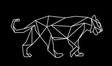 Tiger geometric Geometric Tiger Drawing, Geometric Leopard, Geometric Panther, Tiger Geometric Tattoo, Tiger Line Art, Geometric Tiger, Profile Drawing, Simple Tattoos For Guys, Tiger Drawing