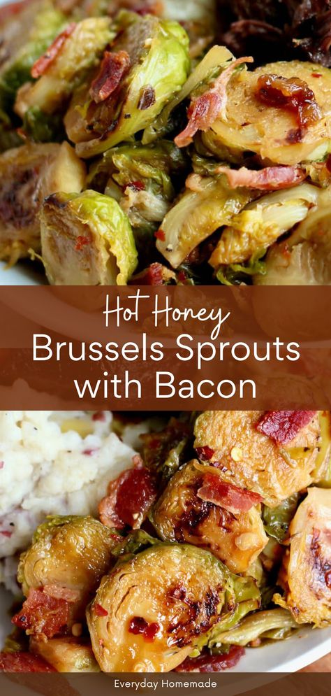 Hot Honey Brussels Sprouts with Bacon Brussell Sprouts Recipes Airfryer, Oven Roasted Brussel Sprouts With Bacon And Honey, Bacon And Brussel Sprouts Skillet, What To Do With Brussel Sprouts, Honey Glazed Roasted Brussel Sprouts, Shaved Brussel Sprout Recipes With Bacon, Honey Glazed Brussel Sprouts Bacon, Brussel Sprout And Bacon Recipes, Flemings Brussel Sprouts Recipe