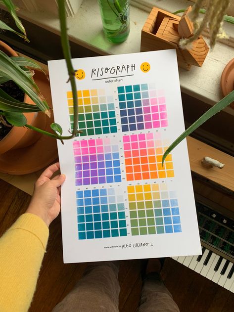 Riso Color Chart, Riso Graph, Risograph Design, Basic Painting, Drawing Poster, Riso Print, Color Test, Risograph Print, Double Happiness