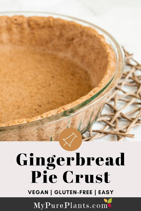 5-ingredient Gingerbread Pie Crust made from scratch. It is the perfect crust for any fall pie or baked cheesecake like apple, pumpkin, sweet potato. Vegan and gluten-free. Gingerbread Pie Crust Recipe, Gingerbread Pie Crust, Pie Crust Vegan, Gingerbread Pie, Healthy Pie Crust, Fairy Tale House, Perfect Pie Crust Recipe, Healthy Pies, Vegan Pie Crust