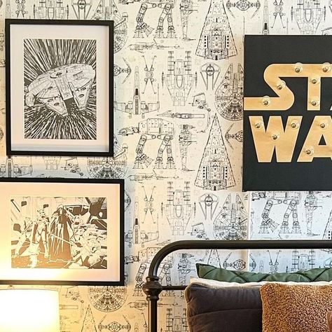 ALISON TALLERI INTERIORS on Instagram: "Kids need cool bedrooms too 🛸 • • • Interior Design Bedroom Design Star Wars Wallpaper Home Renovation  Interior Inspo Kids Room #maytheforcebewithyou #starwarsfan #myatinterior" Cool Bedrooms, Star Wars Home, Vacation House, Disney Decor, Star Wars Wallpaper, Design Bedroom, Awesome Bedrooms, Disney Vacation, Home Wallpaper