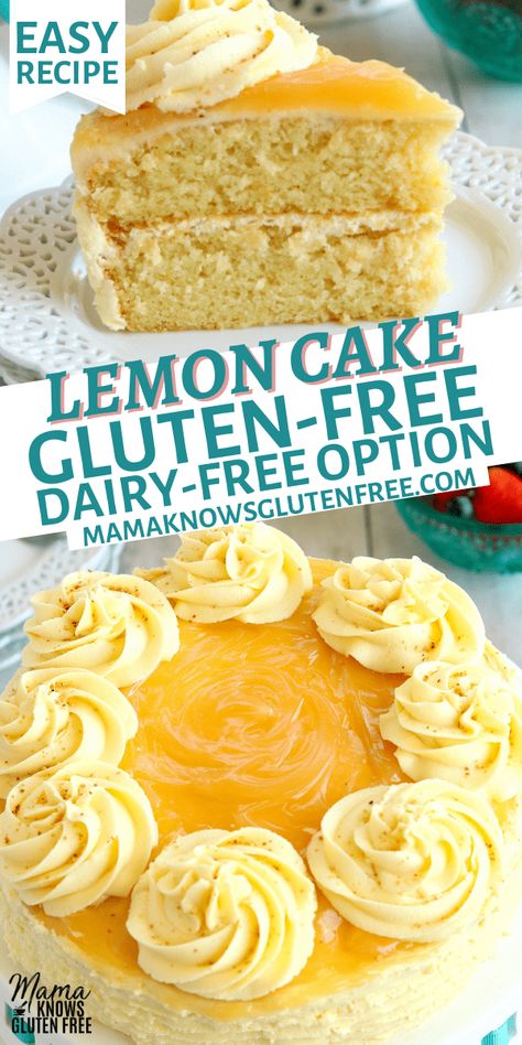 Dairy Free Lemon Cake, Gluten Free Lemon Cake, Dairy Free Cake Recipe, Lemon Buttercream Frosting, Hot Chocolate Fudge, Gluten Free Cake Recipe, Fluffy Cake, Dairy Free Cake, Lemon Buttercream