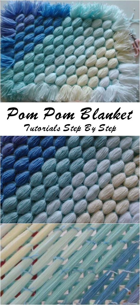 Pom Pom Blanket Loom Board Pom Pom Blanket, Loom Pom Pom Blanket, Pom Pom Loom Blanket, Giant Pom Pom Blanket, Pom Pom Yarn Blanket, S Loom Blanket Pattern, Pom Pom Blanket Diy, Pompon Blanket, Pom Pom Art