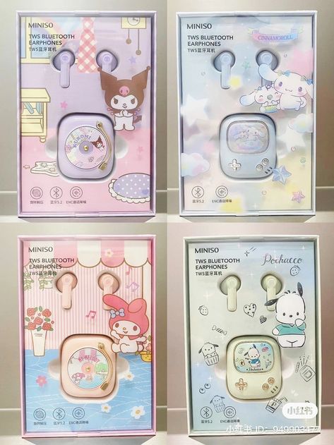 Miniso Sanrio Earphones, Make A Gift With Me, Cinnamoroll Stuff, Sanrio Things, Cute Headphones, Sanrio Stuff, Melody Hello Kitty, Kawaii Accessories, Hello Kitty Pictures