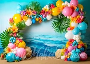 Floral Backdrops for Parties & Weddings | Kate Backdrops Flower And Balloon Arch, Moana Backdrop, Birthday Backdrop Design, Arch Cake, Festa Moana Baby, Balloon Tower, Hawaiian Party Decorations, Luau Theme Party, Hawaiian Luau Party