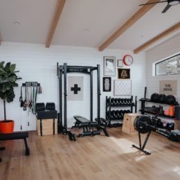 Small Home Gym Ideas, Home Gym Inspiration, Small Home Gym, Gym Design Interior, Home Gym Garage, Nesting With Grace, Workout Room Home, Shiplap Wall Diy, Basement Gym