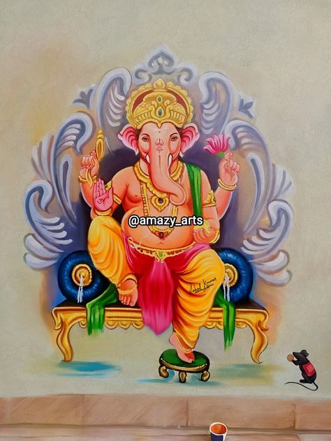 Ganesh ji rangoli Ganapathy Drawings, God And Goddess Drawing, Ganpati Drawing Ganesha Painting, Ganesh Chaturthi Art, Ganesh Chaturthi Painting, Ganapati Drawing, Ganpati Bappa Painting, Ganesh Ji Painting, Ganapati Painting