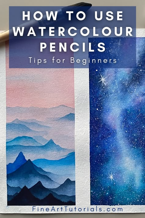 How To Paint With Watercolor Pencils, Watercolor With Pencils, Watercolour Pencil Drawings, Watercolor Pencil Drawings Ideas, Watercolor Pencil Tutorial Step By Step, Watercolor Pencils For Beginners, Watercolour Pencils For Beginners, Watercolour Pencils Art, Pencil Sketching For Beginners