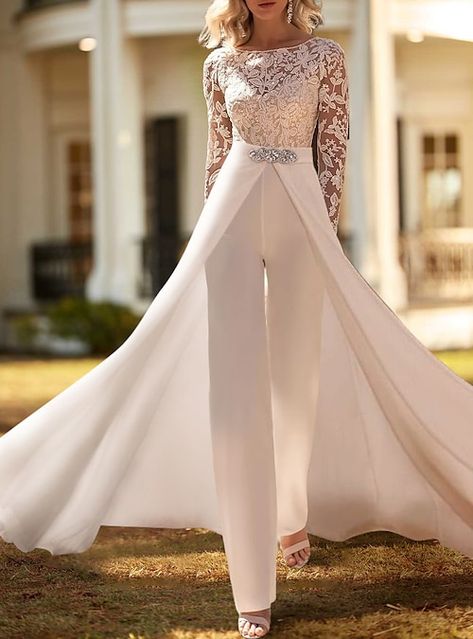 Wedding Dresses Two Piece, Formal Wedding Dresses, Casual Wedding Dresses, Dresses Two Piece, Satin Bridal Gowns, Cheap Wedding Dresses Online, Open Back Wedding Dress, Bridal Jumpsuit, Lace Bridal Gown