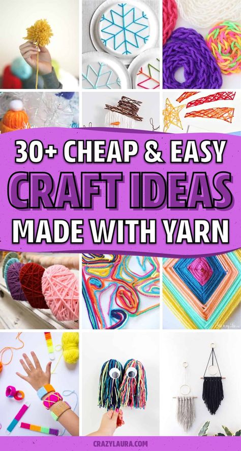 Kindergarten Yarn Crafts, School Age Creative Activities, Easy Yarn Crafts For Adults, Easy Crafts For Groups, Easy Kids Crafts For Girls Simple, Craft Lace Projects, Simple Yarn Projects, Fun Crafts For All Ages, Simple Wool Crafts