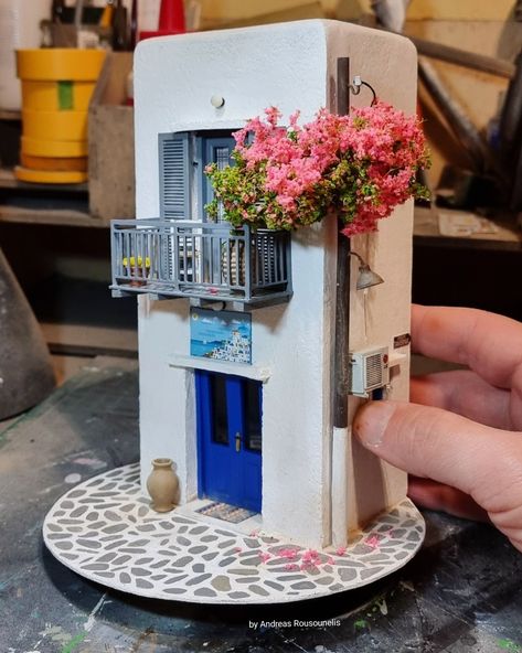 by Andreas Rousounelis Andreas Rousounelis, Room Box Miniatures, Fairy House Crafts, Decor Front Porch, Garden Decor Diy, Diy Craft Ideas, Mini Doll House, Doll House Crafts, Cardboard House