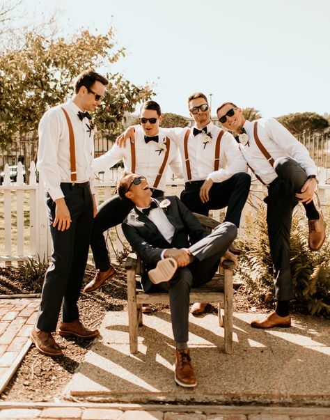 Usher Outfits Wedding, Groomsmen Attire Suspenders, Fall Groomsmen Attire, Casual Groomsmen Attire, Groomsmen Attire Black, Fall Groomsmen, Fall Wedding Groomsmen, White Dress Shirts, Casual Groomsmen