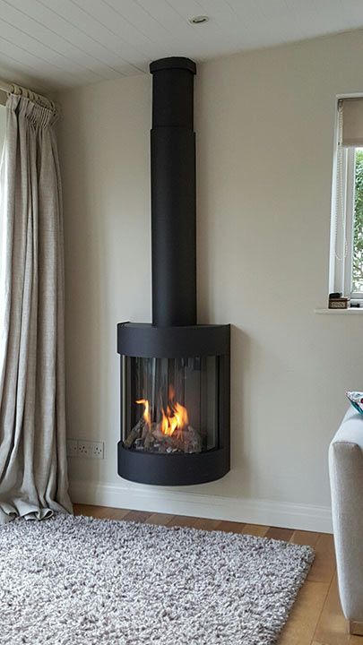 Fire Installation, Modern Woodburner, Small Wood Burning Stove, Indoor Gas Fireplace, Stove Installation, Fireplace Stove, Wood Burning Stoves, Reclaimed Brick, Chimney Breast