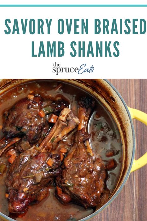 Braised Lamb Shanks Dutch Ovens, Red Wine Lamb Chops, Lamb Chop Recipes Dutch Oven, Lamb Chop Crockpot, How To Cook Lamb Shanks Easy Recipes, Wine Braised Lamb Shanks, Dutch Oven Leg Of Lamb, Oven Baked Lamb Shanks, Dutch Oven Lamb Chops