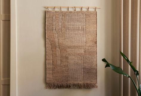 Harvest Wall Rug by Ferm Living, hanging on wall. Wall Hanging Rug, Hanging Rug On Wall, Modern Organic Wall Art, Hang Rug On Wall, Rug On Wall, Wall Rug Hanging, Framed Textile Wall Art, Rug On The Wall, Art For Walls Decorating Ideas