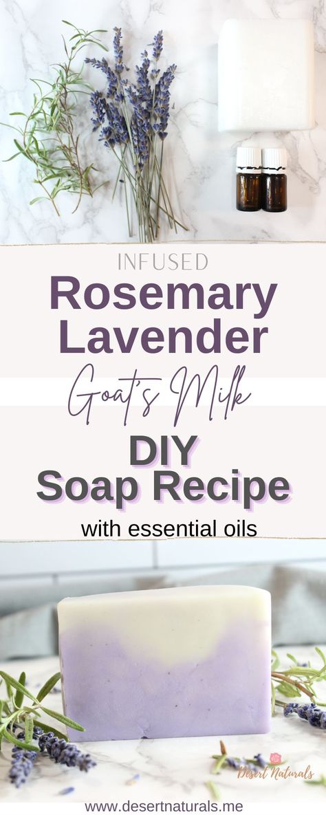 Making Lavender Soap, Lavender Soap Diy, Lavender Soap Recipe Melt And Pour, Goats Milk Melt And Pour Soap Recipes, Rosemary Soap Recipes, Diy Essential Oil Soap, Diy Lavender Oil, Easy Goat Milk Soap Recipe, Lavender Soap Recipe