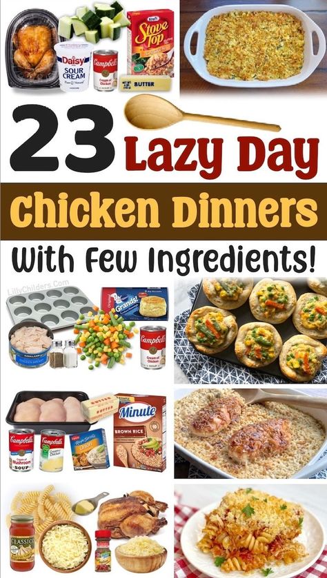 Quick and simple meals your family will love! On this list of easy chicken dinner recipes, you’ll find everything from comforting casseroles and crockpot meals to healthy dishes packed full of veggies. Something for everyone! You’re sure to discover a few new family favorite dinner ideas. Cheap Easy Meals With Chicken, Easy Dinners For A Family Of 4, Quick And Easy Dinner Crockpot Recipes, Easy Dinner Recipes Not A Lot Of Ingredients, Easy Dinners For Family Of 3, Chicken Meal Plan Ideas, Dinner Ideas With Little Ingredients, Crockpot Recipes Full Meal, Cheap Chicken Dinner Ideas